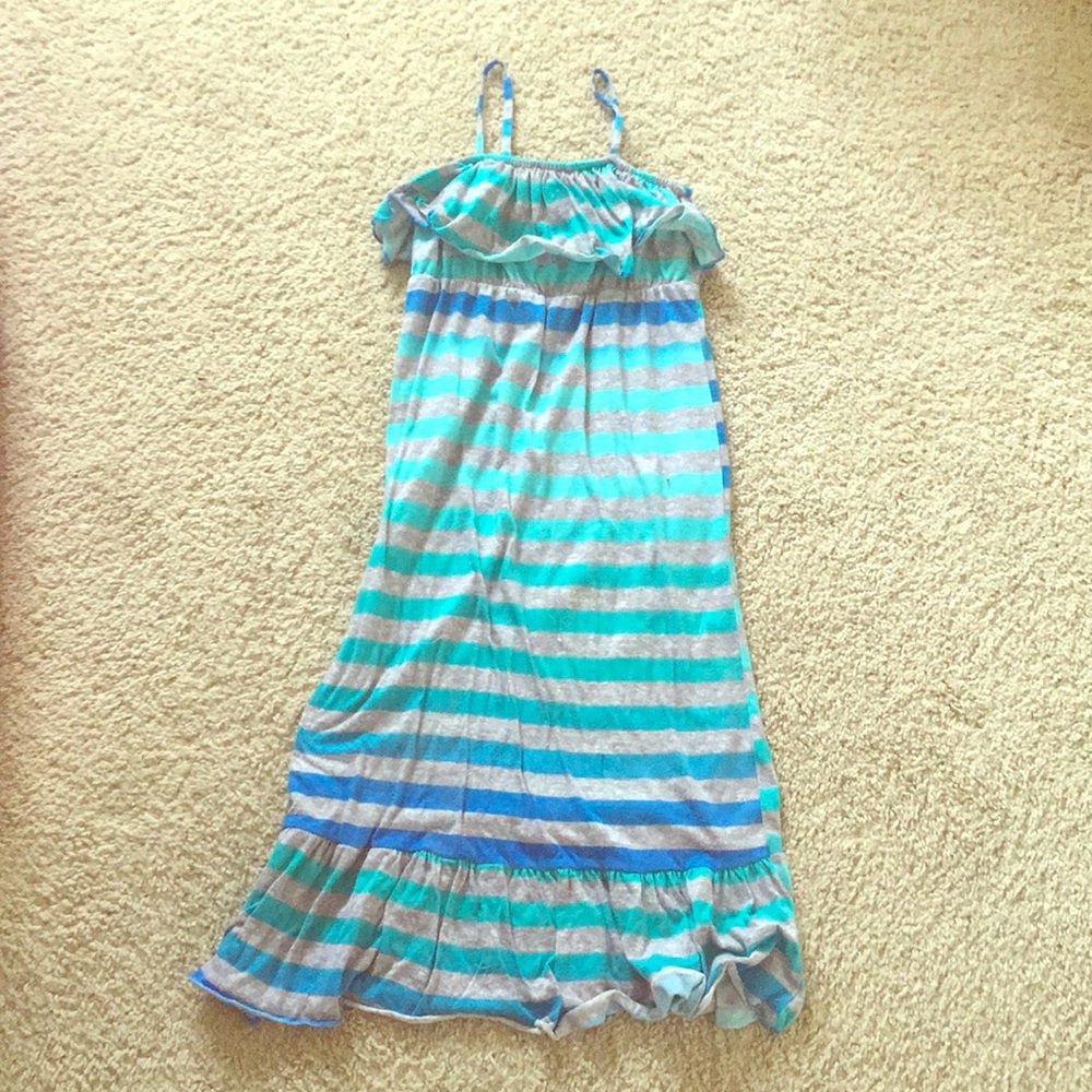 Strapped Blue and gray striped dress
